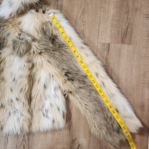 Vintage 90s Nine West Faux Fur Hooded Jacket Brown Spotted Y2K Mob Wife Glam M - Picture 7 of 10